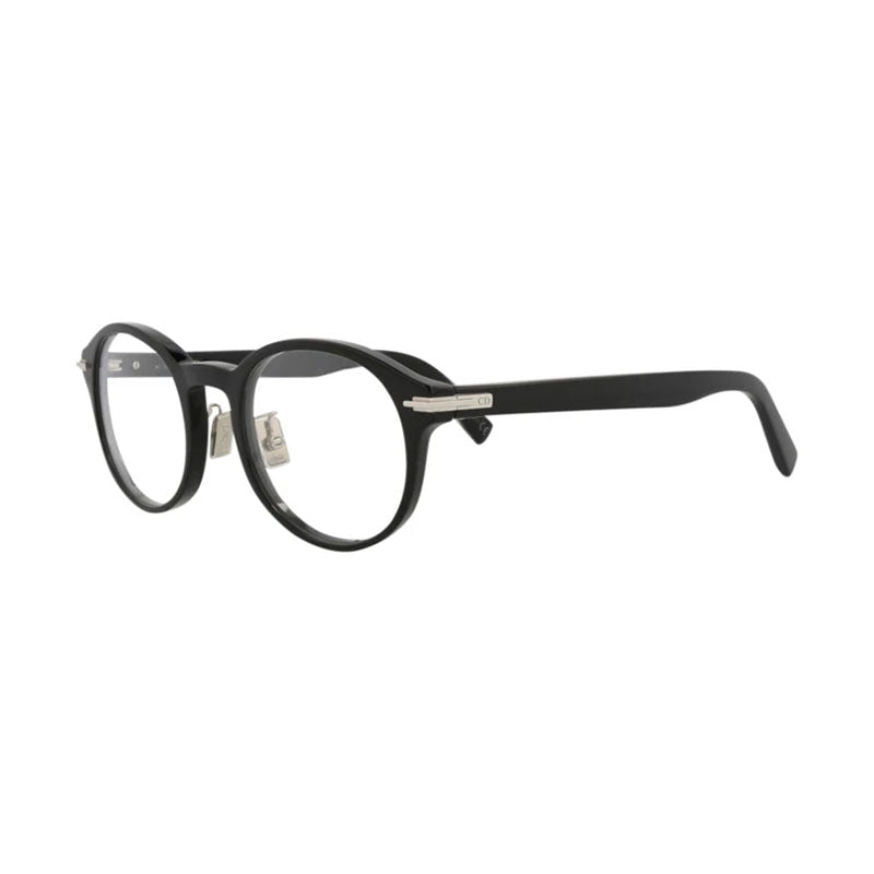 Dior Eyeglasses Round Full Rim, Shiny Black Frame and Clear Demo Lenses Lens DIORBLACKSUITORJ1000