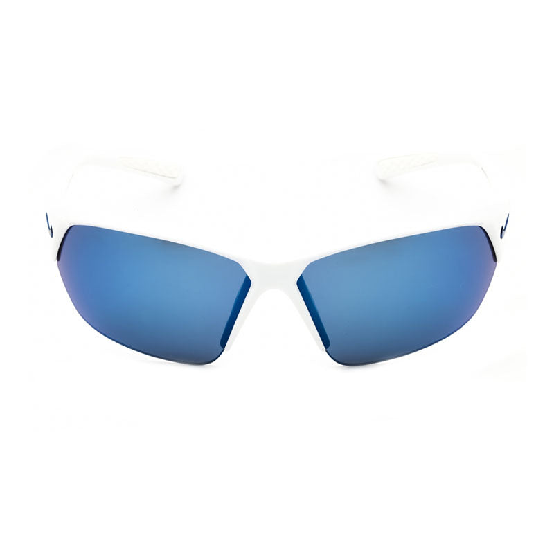 Nike Sunglasses Shield Semi Rim, White/Grey Frame and Blue Mirror Lens NIKESKYLONACEMIEV1125104