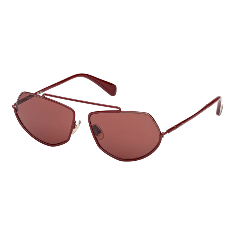 Max Mara Sunglasses Geometric Full Rim, Shiny Bordeaux Frame and Bordeaux Lens MM016569S