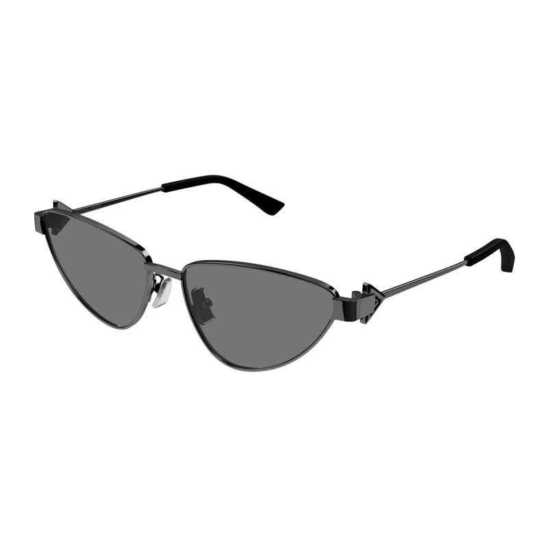 Bottega Veneta Sunglasses Cat Eye Full Rim, Dark Ruthenium Frame and Grey Lens BV1186S001