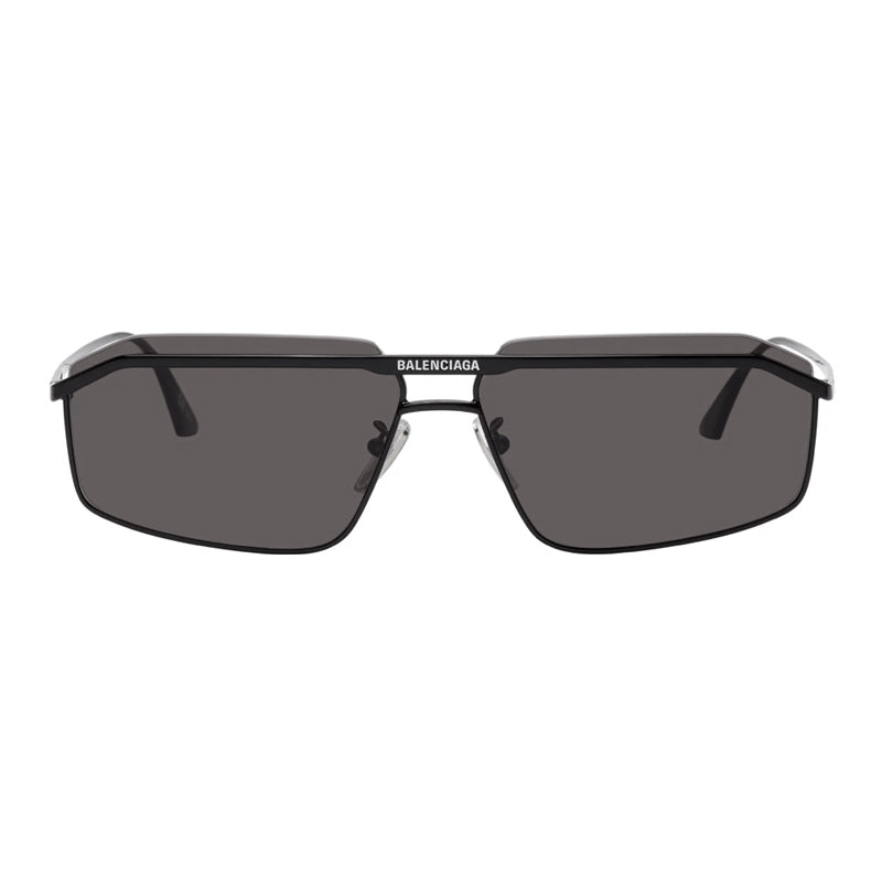 Balenciaga Sunglasses Rectangle Full Rim, Black Frame and Grey Lens BB0139S001
