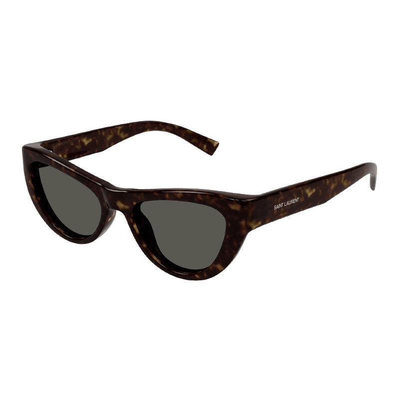 Saint Laurent Sunglasses Cat Eye Full Rim, Dark Havana Frame and Grey Lens SL676003