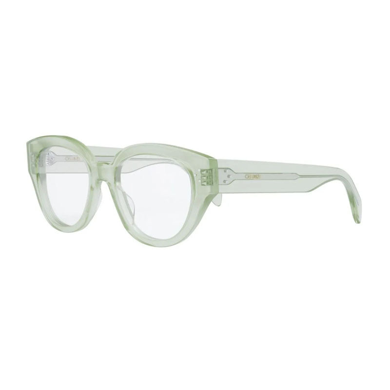 Celine Eyeglasses Cat Eye Full Rim, Shiny Light Green Frame and Clear Demo Lens Lens CL50132I093