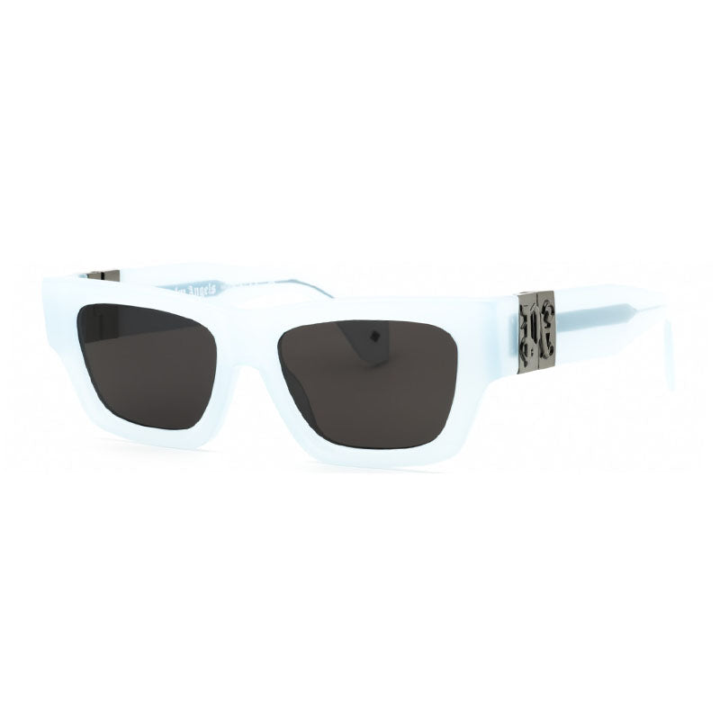 Palm Angels Sunglasses Square Full Rim, Light Blue Frame and Dark Grey Lens PERI10JMAGNOLIA4007