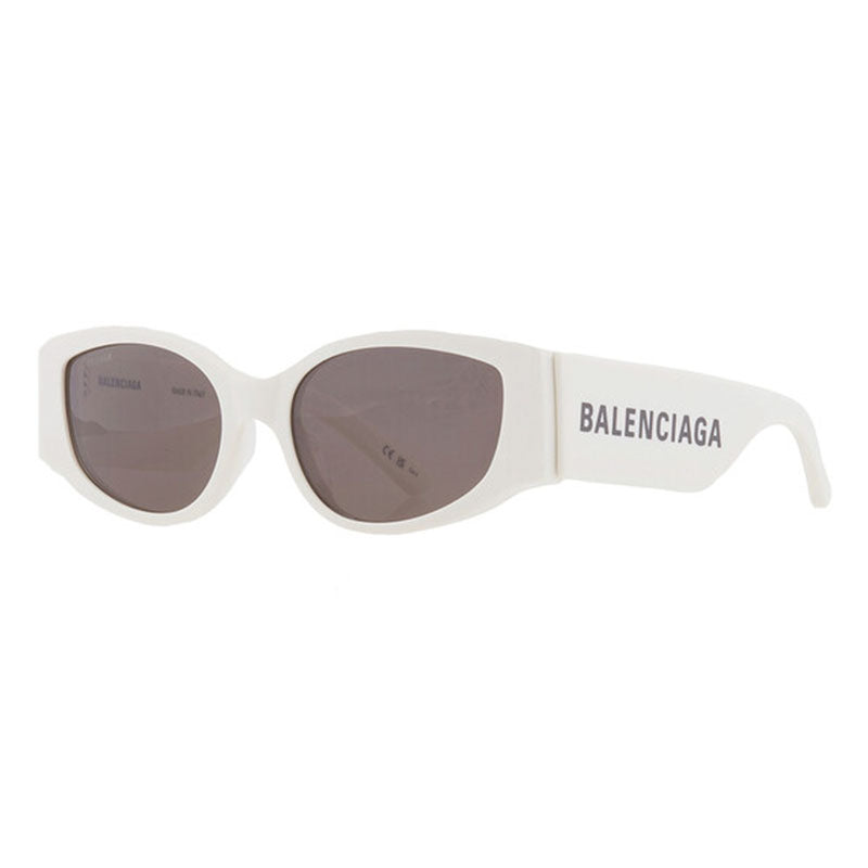 Balenciaga Sunglasses Cat Eye Full Rim, White Frame and Grey Lens BB0258S003