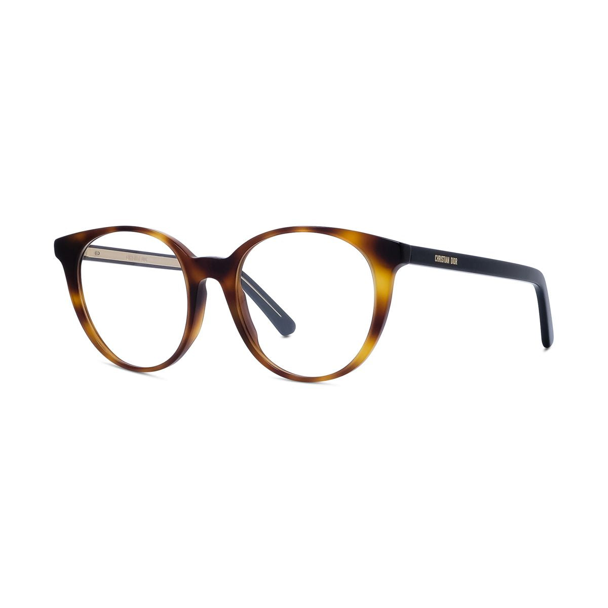 Dior Eyeglasses Round Full Rim, Blonde Havana Frame and Clear Demo Lenses Lens DIORSPIRITORI2600