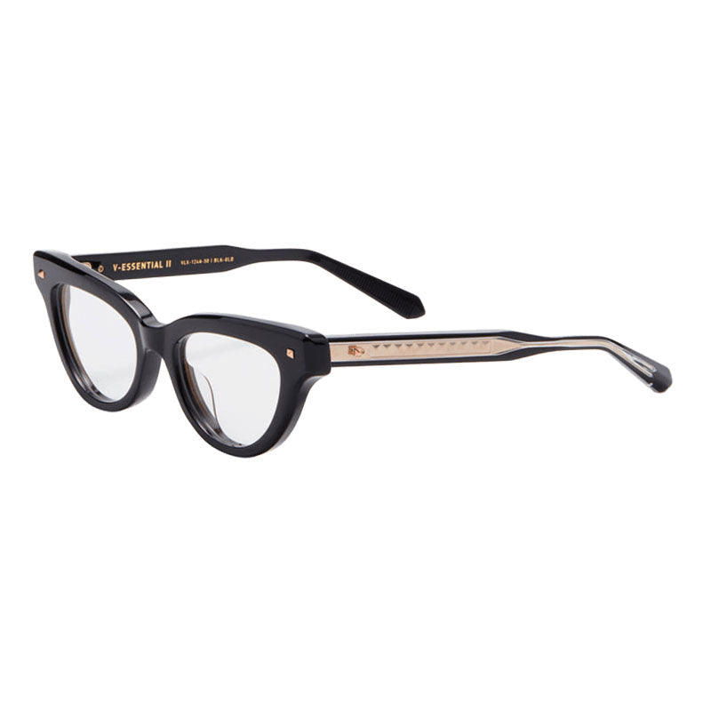 Valentino Eyeglasses Cat Eye Full Rim, Shiny Black Frame and Clear Demo Lens Lens VLX-124A