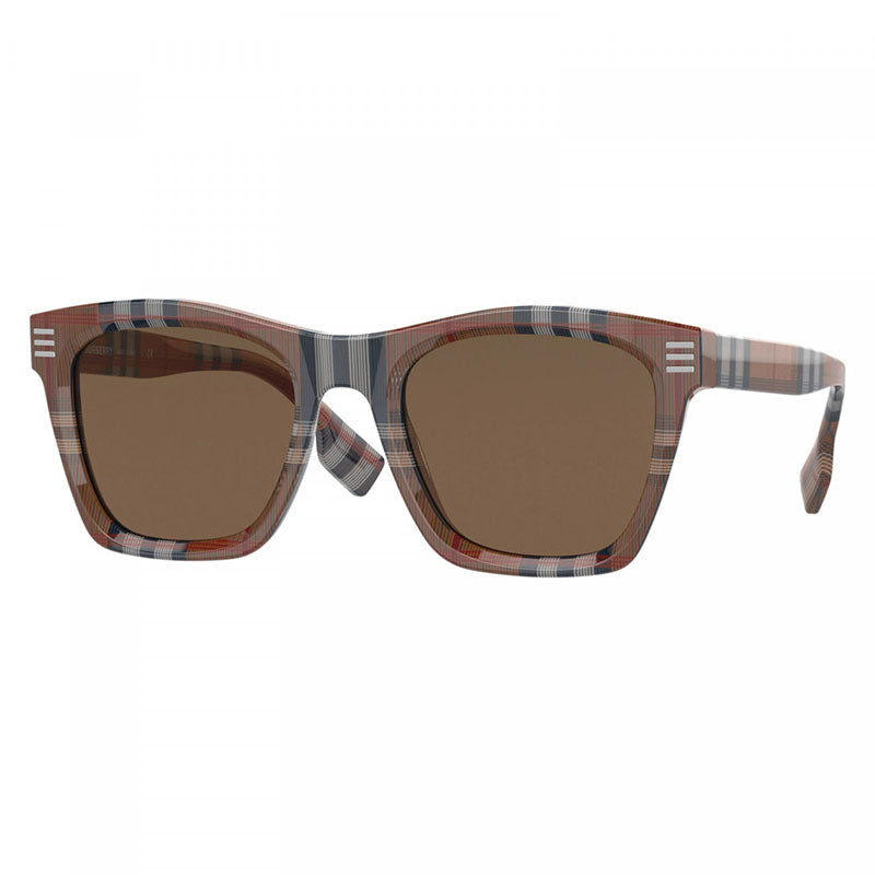 Burberry Sunglasses Square Full Rim, Brown Check Frame and Dark Brown Lens BE4348396673