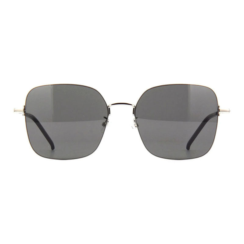 Saint Laurent Sunglasses Square Full Rim, Silver Frame and Grey Lens SL410WIRE004