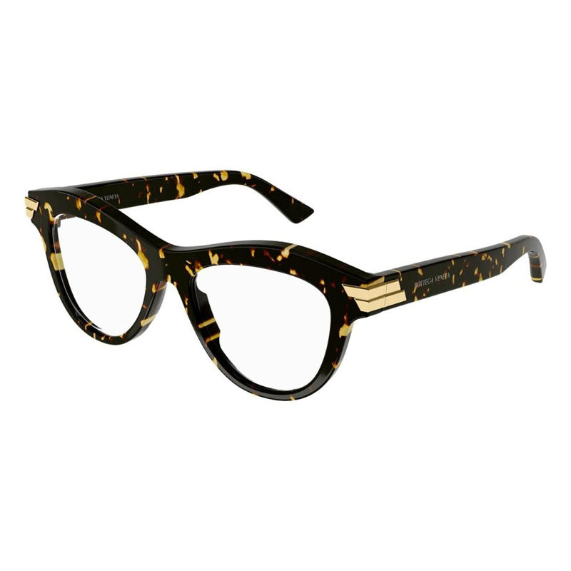 Bottega Veneta Eyeglasses Cat Eye Full Rim, Havana Frame and Clear Demo Lenses Lens BV1105O002