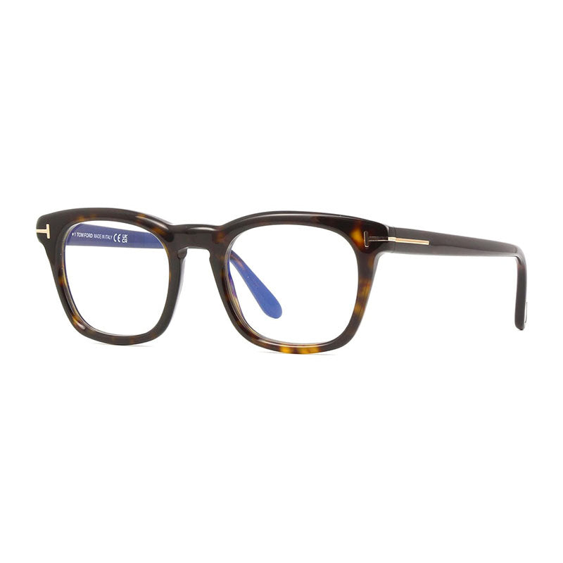 Tom Ford Eyeglasses Square Full Rim, Dark Havana Frame and Clear Blue Light Block Lens FT5870-B052