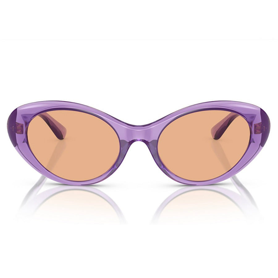 Versace Sunglasses Oval Full Rim, Transparent Purple Frame and Dark Brown Lens VE4455U1261244