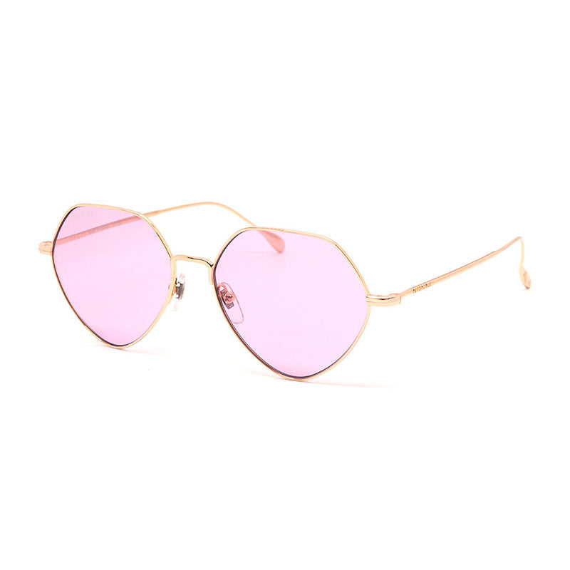 Gucci Sunglasses Geometric Full Rim, Rose Gold Frame and Pink Lens GG1182S003