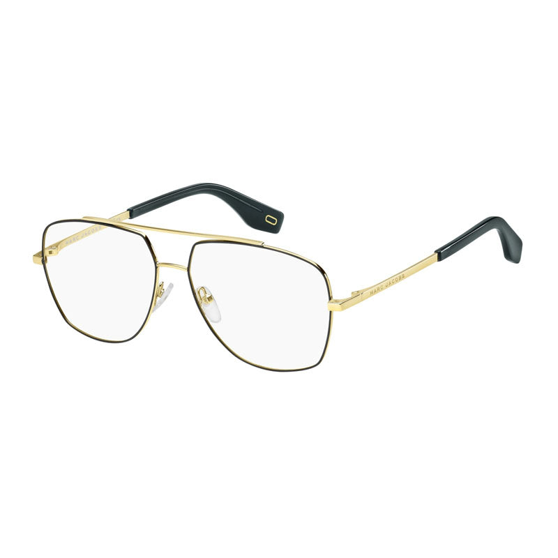 Marc Jacobs Eyeglasses Aviator Full Rim, Gold/Black Frame and Clear Demo Lenses Lens MARC2710RHL00