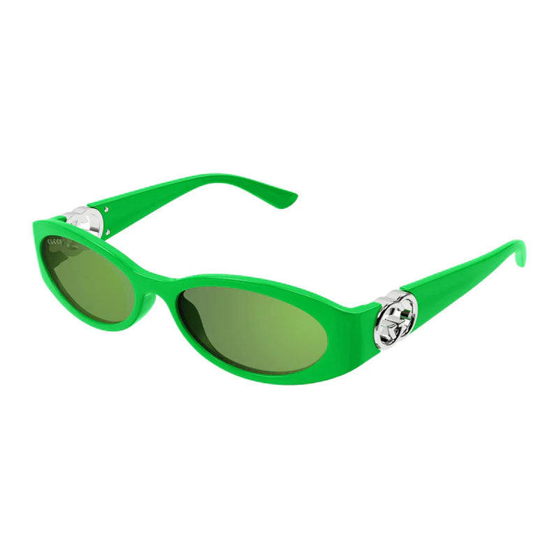 Gucci Sunglasses Oval Full Rim, Shiny Green Frame and Green Lens GG1660S005