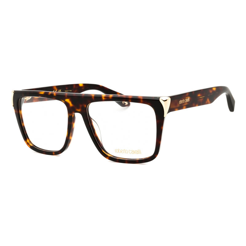 Roberto Cavalli Eyeglasses Square Full Rim, Shiny Brown Havana/Yellow Frame and Clear Demo Lenses Lens VRC107M0743