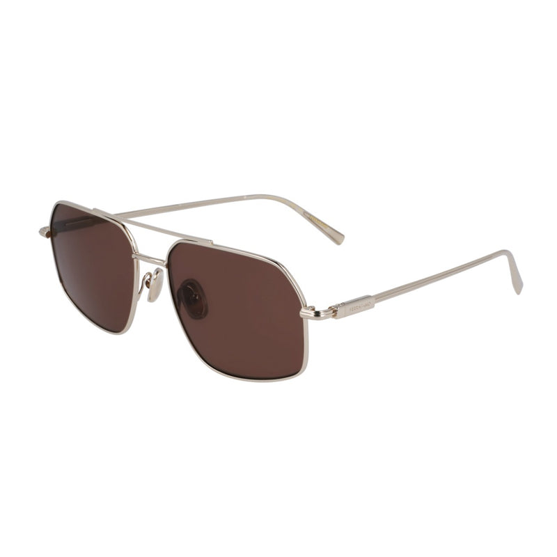 Ferragamo Salvatore Ferragamo Sunglasses Square Full Rim, Gold Frame and Brown Lens SF313S745