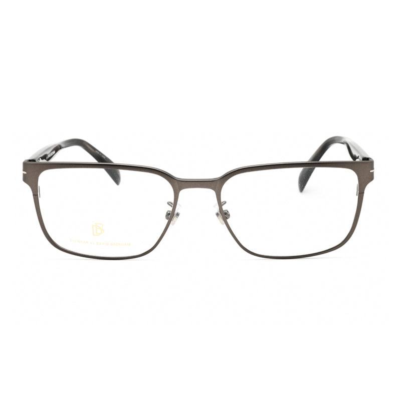 David Beckham Eyeglasses Rectangle Full Rim, Matte Dark Ruthenium Frame and Clear Demo Lenses Lens DB11370R8000