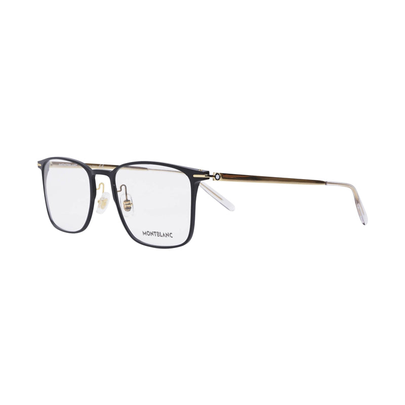 Montblanc Eyeglasses Rectangle Full Rim, Black/Gold Frame and Clear Demo Lens Lens MB0193O002