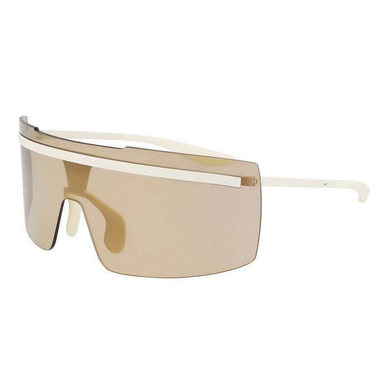 Nike Sunglasses Shield Rimless, Matte Coconut Milk Frame and Gold Mirror Lens NIKEECHOSHIELDMF113