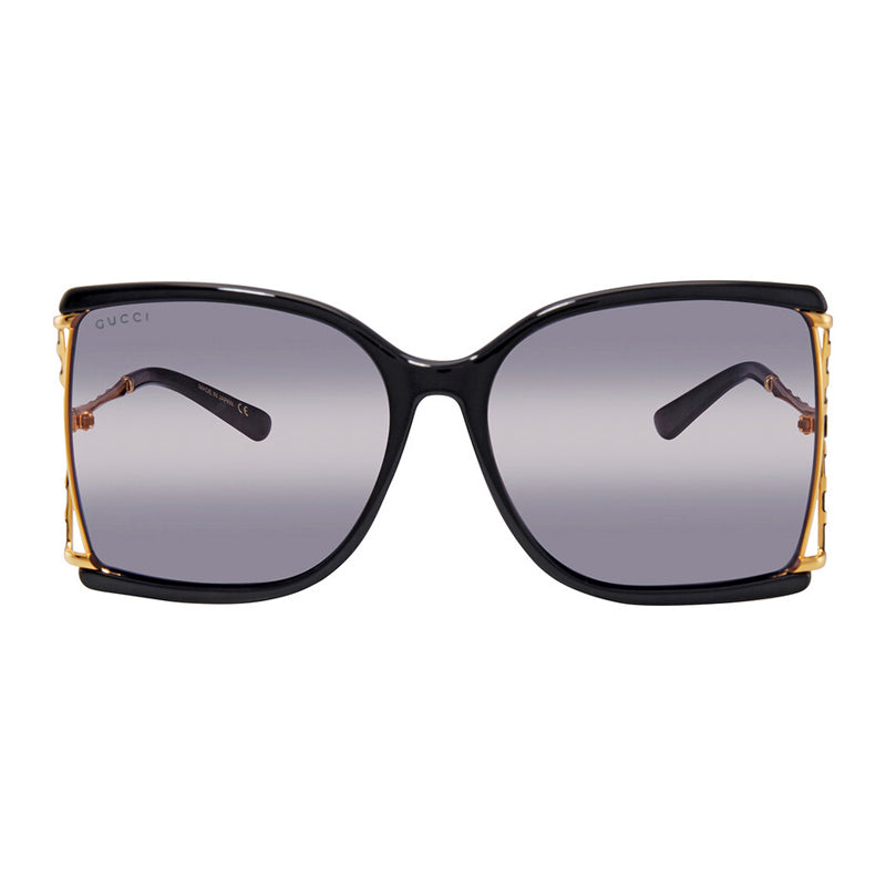 Gucci Sunglasses Butterfly Full Rim, Black/Gold Frame and Double Gradient Lens GG0592SK001