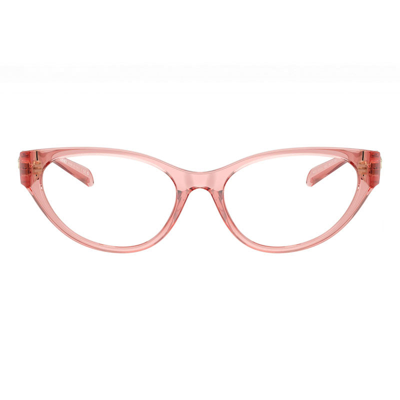Versace Eyeglasses Cat Eye Full Rim, Transparent Pink Frame and Clear Demo Lenses Lens VE3372U5322