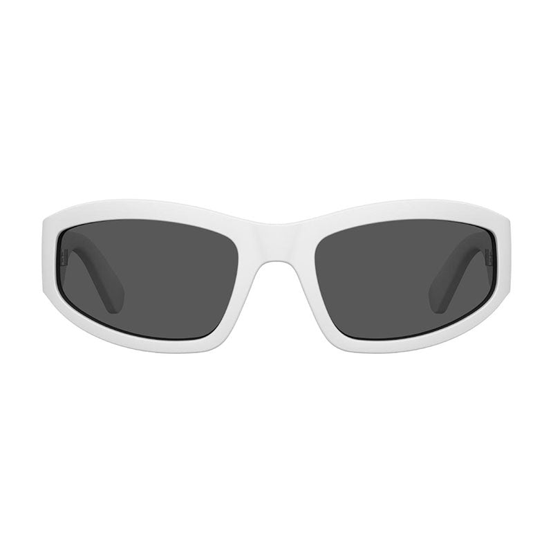Moschino Sunglasses Rectangle Full Rim, Matte White Frame and Grey Lens MOS164/S06HTIR
