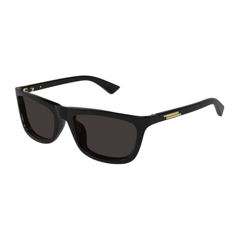 Bottega Veneta Sunglasses Rectangle Full Rim, Shiny Black Frame and Grey Lens BV1328SA001