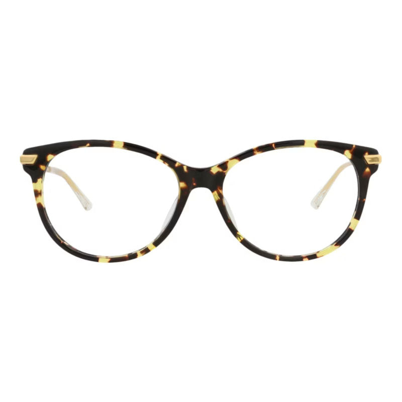 Bottega Veneta Eyeglasses Oval Full Rim, Havana/Gold Frame and Clear Demo Lenses Lens BV1039O002