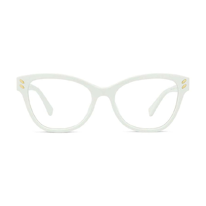 Stella McCartney Eyeglasses Cat Eye Full Rim, White/Gold Frame and Clear Demo Lenses Lens SC50005I025
