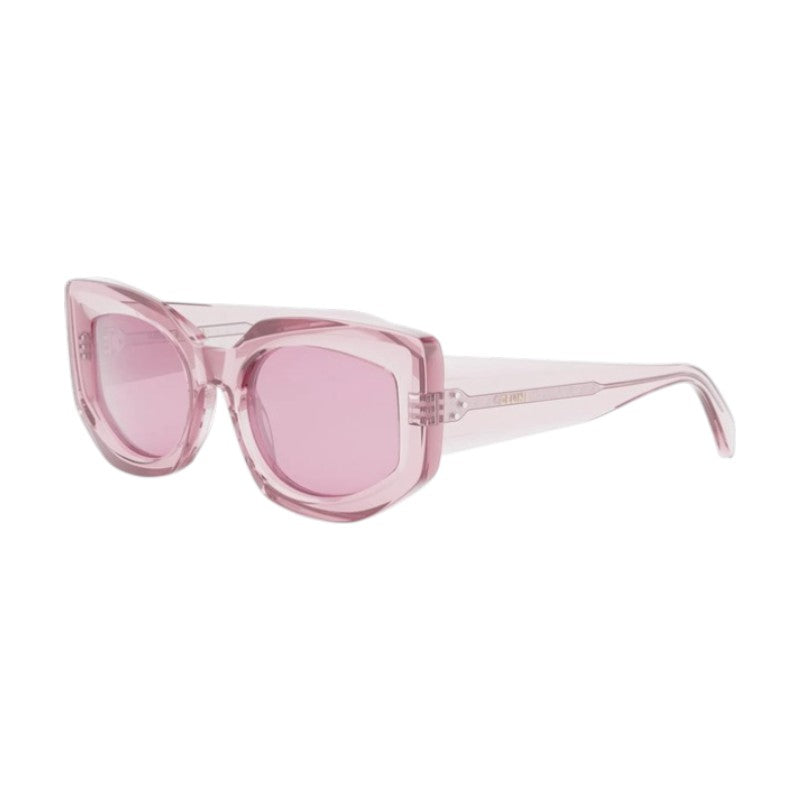 Celine Sunglasses Cat Eye Full Rim, Transparent Pink Frame and Pink Lens CL40277I72Y
