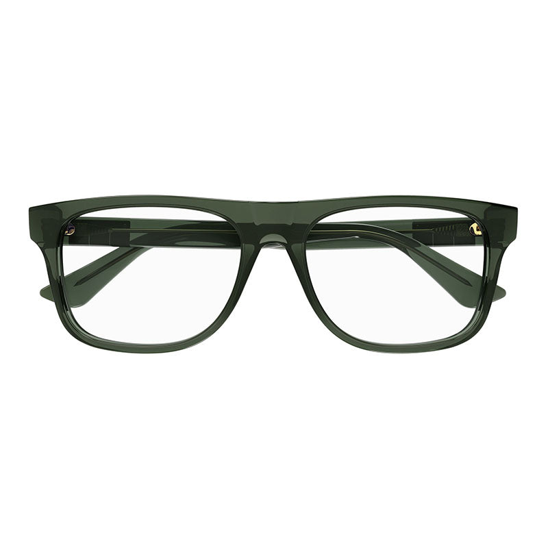 Gucci Eyeglasses Rectangle Full Rim, Transparent Green Frame and Clear Demo Lenses Lens GG1117O005
