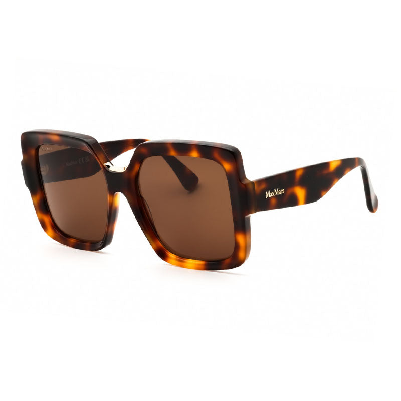 Max Mara Sunglasses Square Full Rim, Dark Havana Frame and Brown Lens MM008852E
