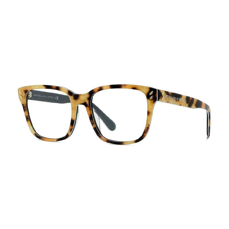 Stella McCartney Eyeglasses Square Full Rim, Light Havana Frame and Clear Demo Lenses Lens SC50001I099