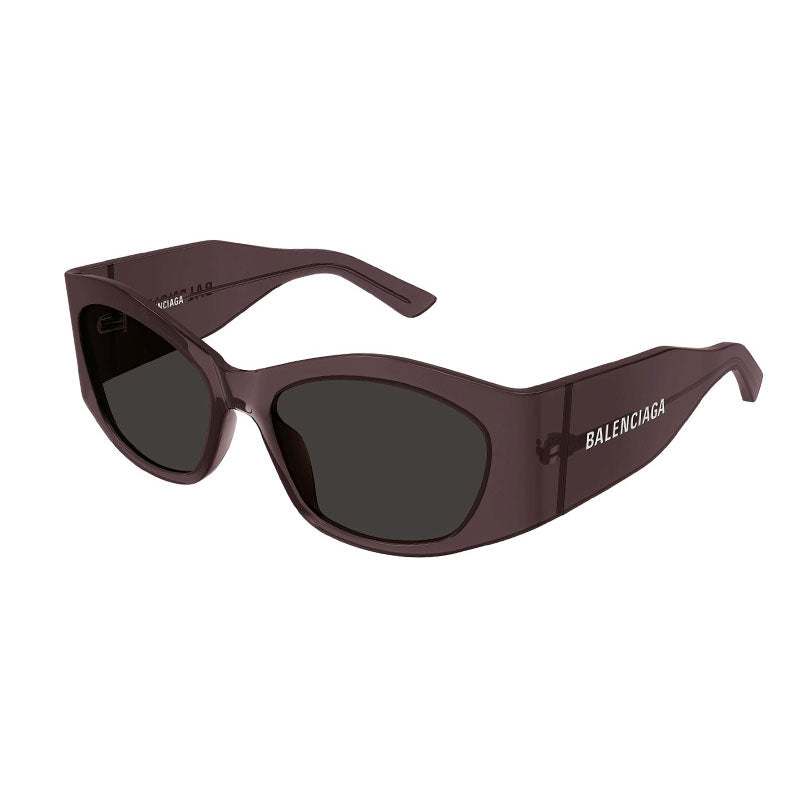 Balenciaga Sunglasses Cat Eye Full Rim, Transparent Dark Muave Frame and Grey Lens BB0329S004