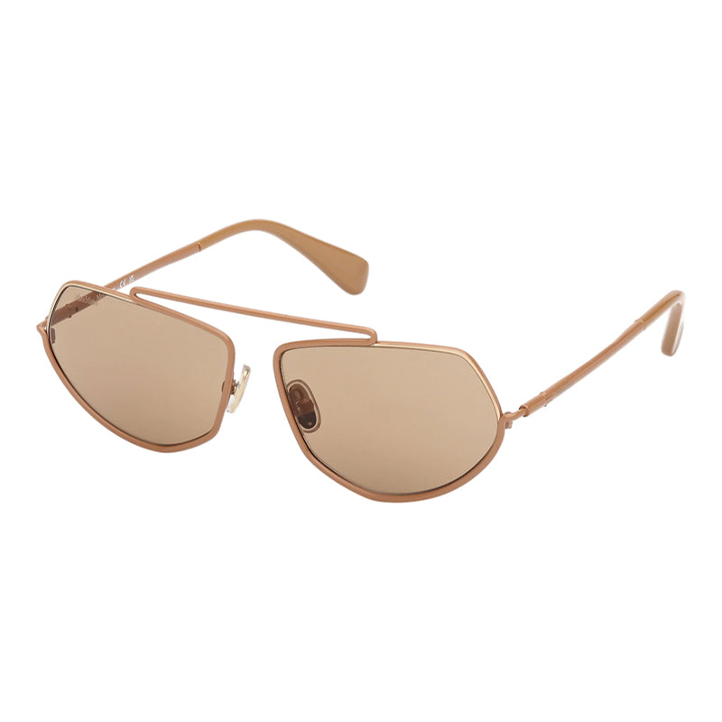 Max Mara Sunglasses Geometric Full Rim, Shiny Light Brown Frame and Brown Lens MM016545E