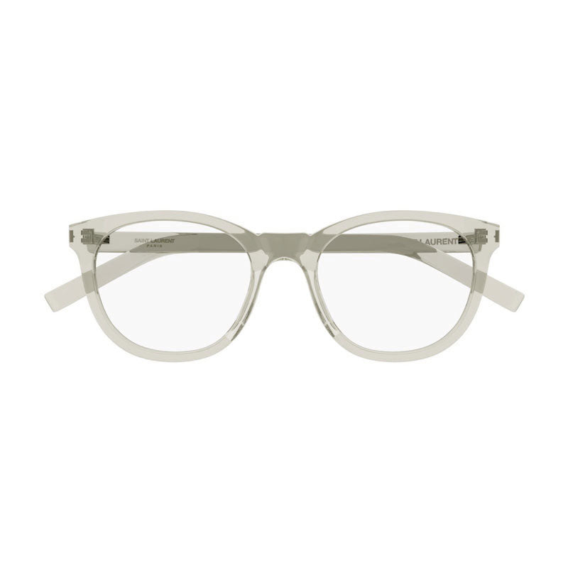 Saint Laurent Eyeglasses Round Full Rim, Transparent Beige Frame and Clear Demo Lenses Lens SL471004