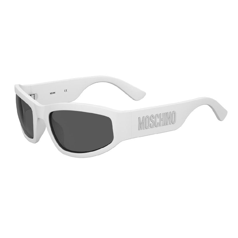 Moschino Sunglasses Rectangle Full Rim, Matte White Frame and Grey Lens MOS164/S06HTIR