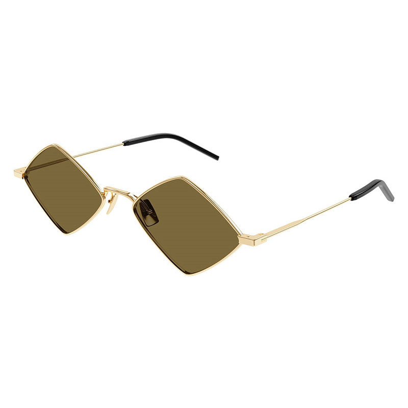 Saint Laurent Sunglasses Geometric Full Rim, Gold Frame and Brown Lens SL302LISA011