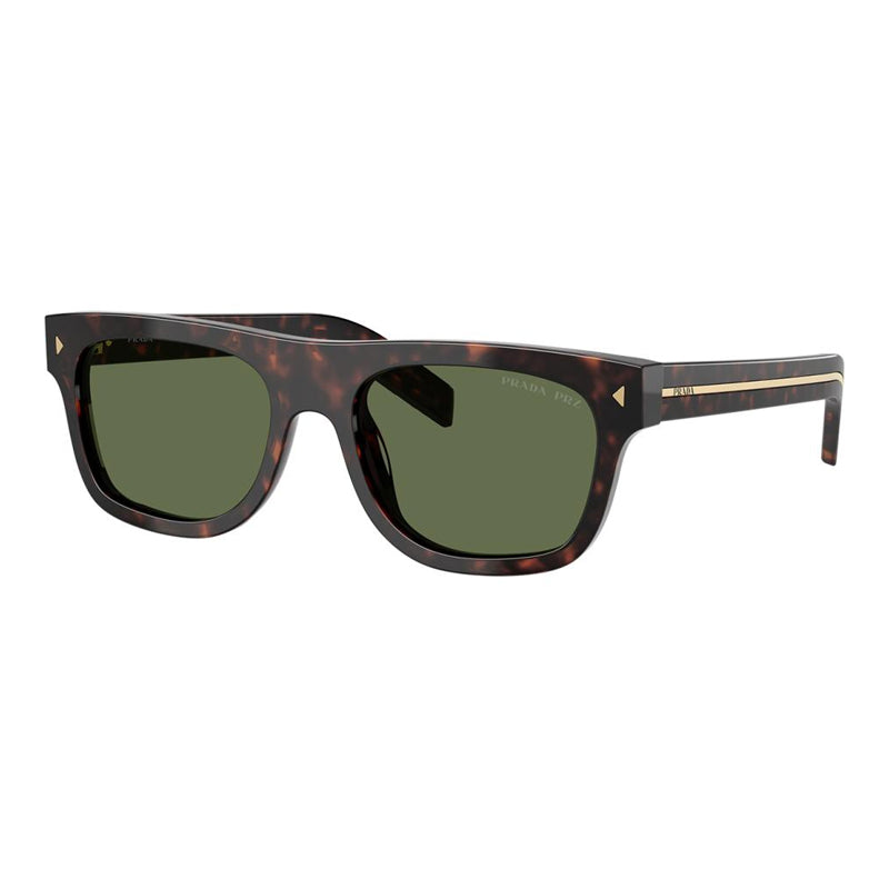 Prada Sunglasses Oval Full Rim, Root Tortoise Frame and Green Polarized Lens PRB12S17N20G