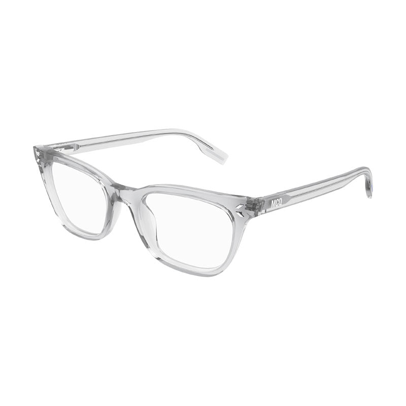 Mcqueen Eyeglasses Square Full Rim, Transparent Grey Frame and Clear Demo Lens Lens MQ0379O002