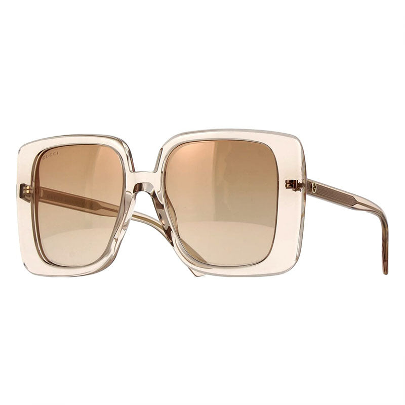 Gucci Sunglasses Square Full Rim, Transparent Sand Frame and Brown Gradient Lens GG1314S005