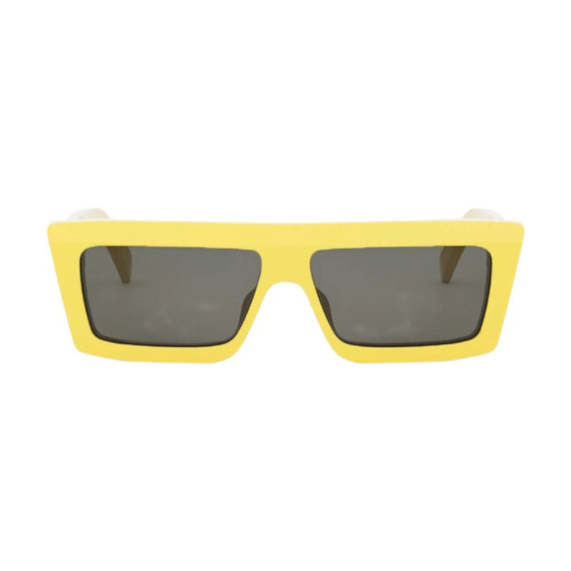 Celine Sunglasses Square Full Rim, Yellow Frame and Grey Lens CL40214U39A