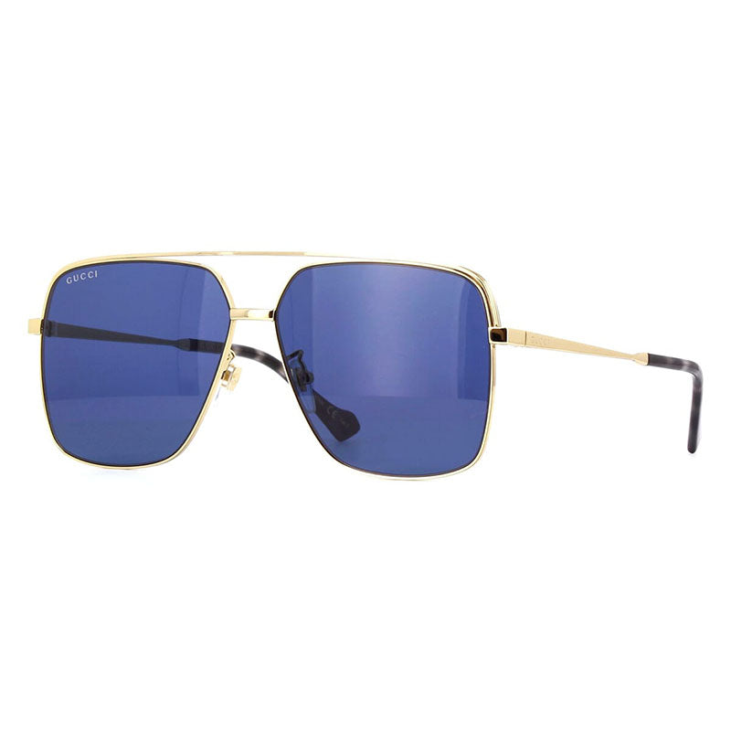 Gucci Sunglasses Aviator Full Rim, Gold Frame and Blue Gold Lens GG1099SA002