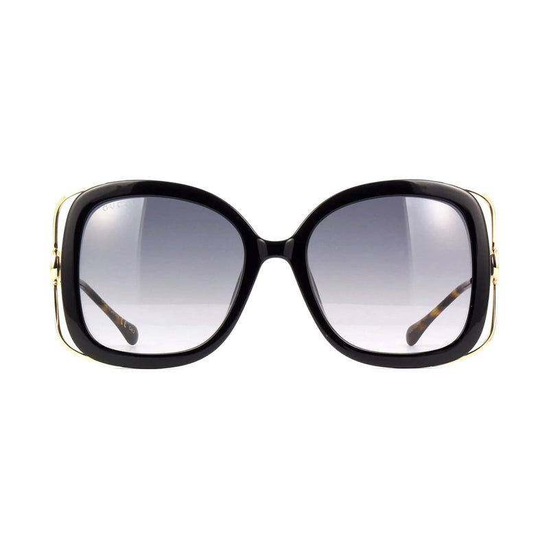 Gucci Sunglasses Butterfly Full Rim, Black Frame and Grey Gradient Lens GG1021S002