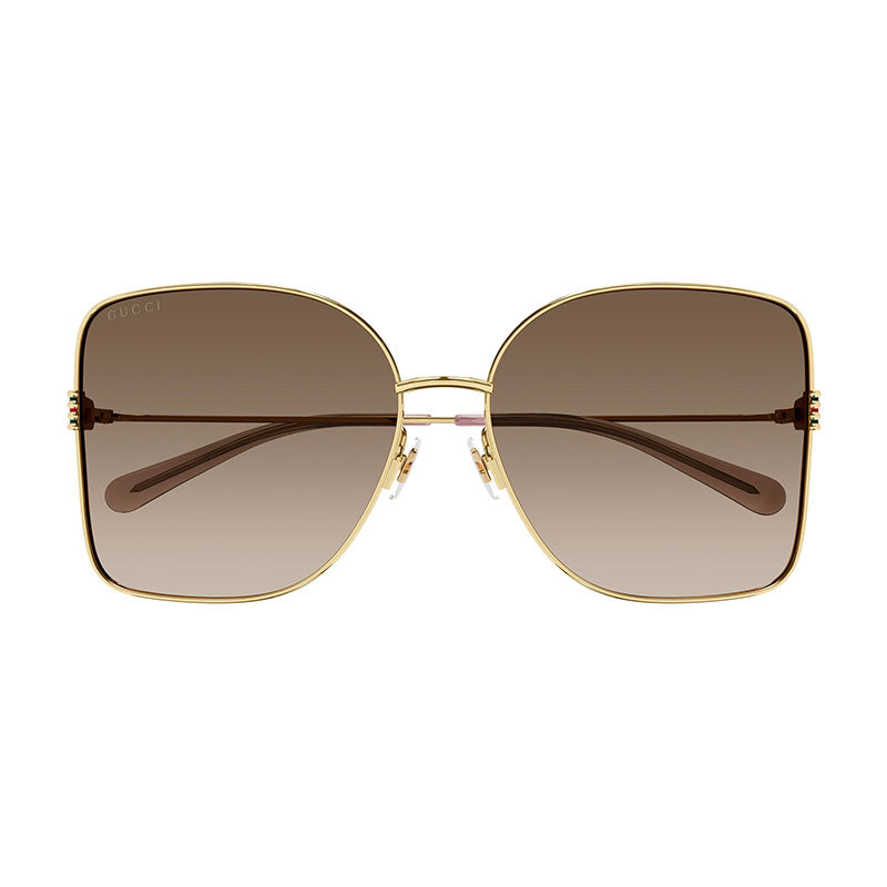 Gucci Sunglasses Square Full Rim, Gold Frame and Brown Gradient Lens GG1282SA003