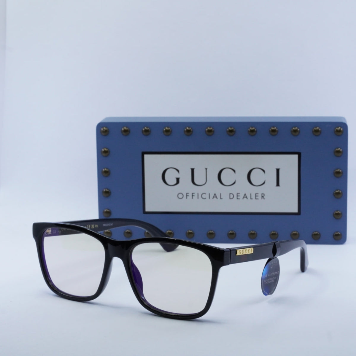 Gucci Sunglasses Rectangle Full Rim, Shiny Black Frame and Yellow Photocromatic Lens GG0746S005