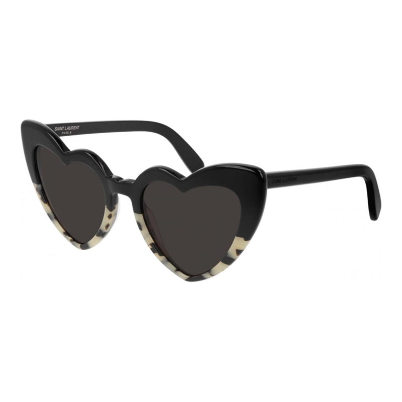 Saint Laurent Sunglasses Geometric Full Rim, Black/Grey Havana Frame and Grey Lens SL181LOULOU012