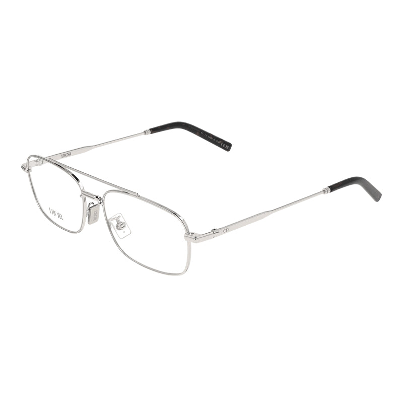 Dior Eyeglasses Rectangle Full Rim, Silver Frame and Clear Demo Lenses Lens DIORBLACKSUITON2UF000