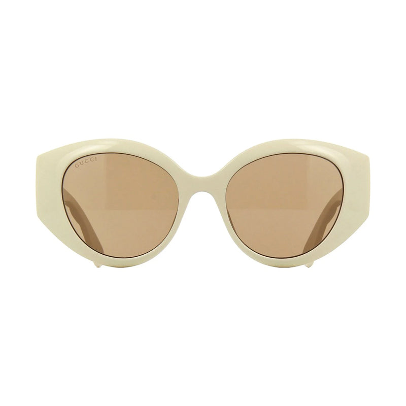 Gucci Sunglasses Cat Eye Full Rim, Ivory Frame and Brown Lens GG0809S002
